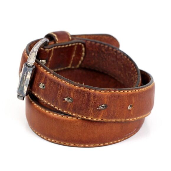 Fossil BROWN GENUINE LEATHER 1 1/8"Wd STITCH DRESS CASUAL MEN'S BELT 32/80 (X37 - Picture 3 of 16